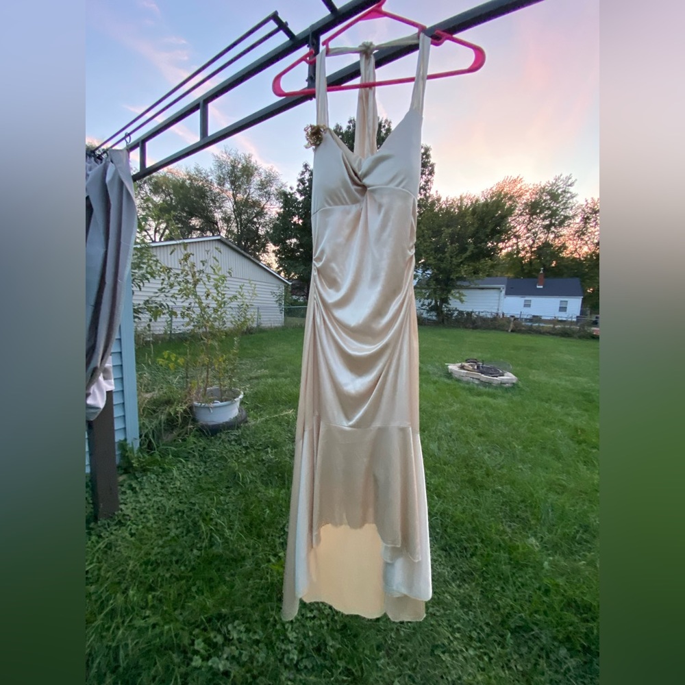 Gold high low dress y2k
